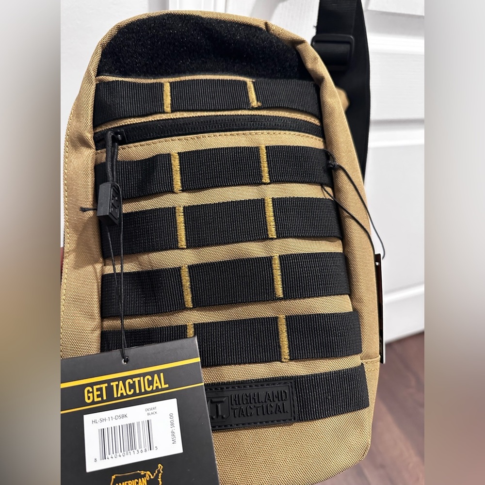 Highland Tactical EXPO Molle Webbing Crossbody Bag Adjustable Sling Bag - Tan